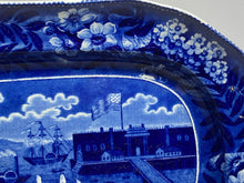 Load image into Gallery viewer, Historical Staffordshire Blue Small Platter Landing Of Lafayette Transfer 1825
