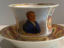 Load image into Gallery viewer, 19th Century Hand Painted Porcelain Cup and Saucers General Lafayette
