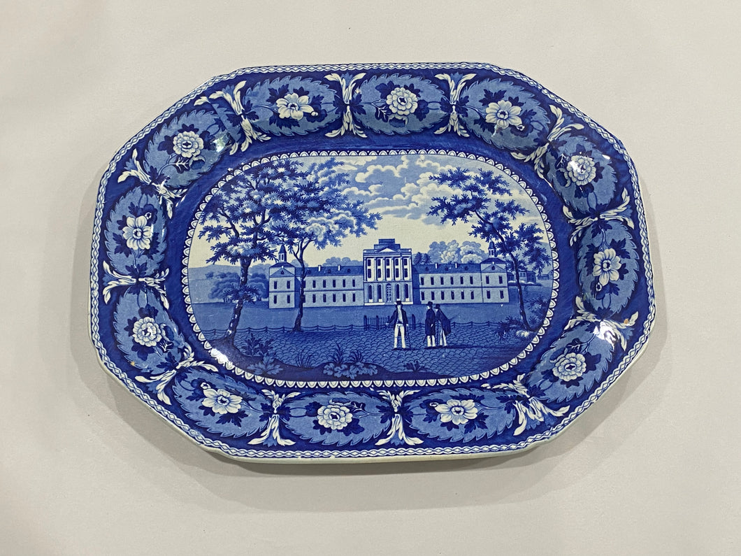 Historical Staffordshire Blue Platter Pennsylvania Hospital Philadelphia Ca. 1825