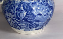 Load image into Gallery viewer, Historical Staffordshire Blue Lafayette At Franklins Tomb Pitcher Ca. 1825
