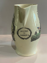 Load image into Gallery viewer, Staffordshire Creamware Liverpool Pitcher Polychrome American Ship Liberty and Independence Washington Poem
