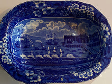 Load image into Gallery viewer, Historical Staffordshire Blue Vegetable Dish Landing of Lafayette
