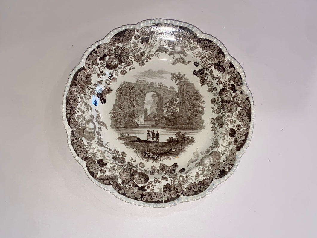 Historical Staffordshire Natural Bridge Virginia Brown Transfer Plate