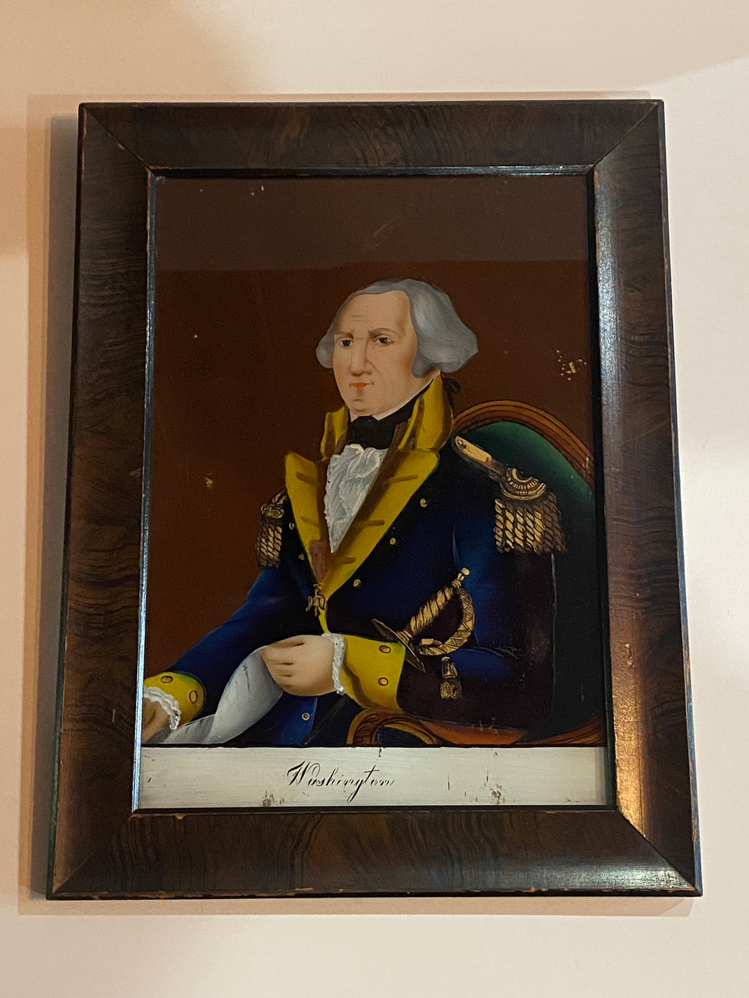 Antique 19th Century George Washington Reverse on Glass