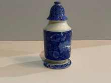 Load image into Gallery viewer, Historical Staffordshire Blue Pepper Pot 2 Men In Sailboat Shell Border Rare
