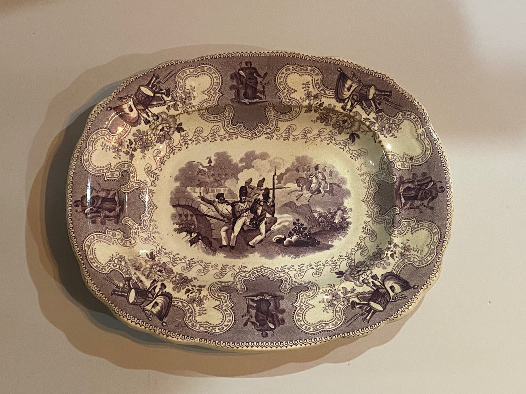 Historical Staffordshire Mulberry Transfer Texian Campaign Small Platter