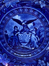 Load image into Gallery viewer, Historical Staffordshire Blue Dinner Plate with Arms of New York Ca. 1825
