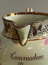 Load image into Gallery viewer, Staffordshire Pink Luster House Pitcher Commodore Perry
