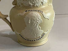 Load image into Gallery viewer, Staffordshire Jasperware George Washington and General Lafayette Tan Pitcher
