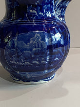 Load image into Gallery viewer, Historical Staffordshire Blue Pitcher Landing of Lafayette Pattern
