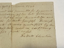 Load image into Gallery viewer, 1796  DeWitt Clinton - Erie Canal - Governor  Mayor of New York City - Signed
