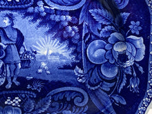 Load image into Gallery viewer, Historical Staffordshire Blue Small Platter Peace And Plenty Ca. 1825 Eagle
