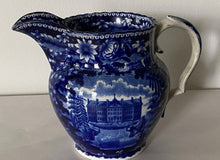 Load image into Gallery viewer, Historical Staffordshire Blue Pitcher New York City Hall Insane Asylum Ca. 1825
