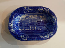 Load image into Gallery viewer, Historical Staffordshire Blue Vegetable Dish Landing of Lafayette
