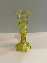 Load image into Gallery viewer, Antique Boston and Sandwich Company Canary Thumbprint Vase Ca. 1840
