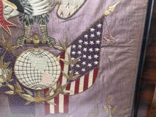 Load image into Gallery viewer, Antique Japanese Silk Embroidery Americana Patriotic Eagle Flag Marine Corp 1900
