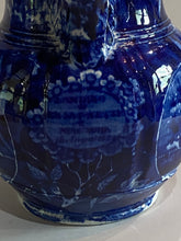 Load image into Gallery viewer, Historical Staffordshire Blue Pitcher Landing of Lafayette Pattern

