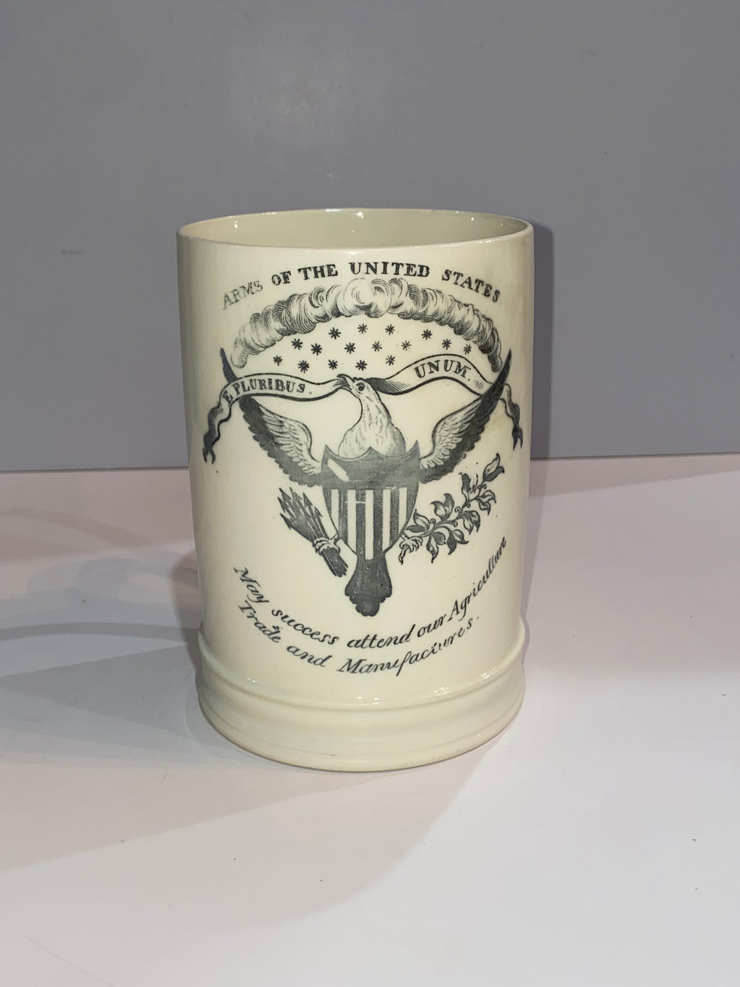 Staffordshire Creamware Liverpool Tankard Arms Of The United States Eagle Mug
