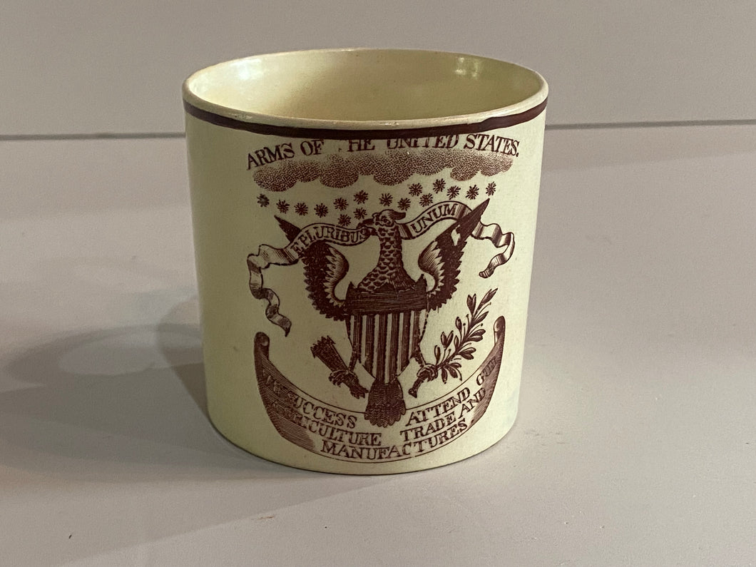 Staffordshire Creamware Arms Of The United States Children’s Mug Eagle Shield