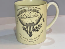 Load image into Gallery viewer, Staffordshire Creamware Liverpool Tankard Arms of New York and United States Only One Known
