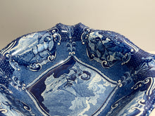 Load image into Gallery viewer, Staffordshire Blue Transfer Quadrupeds Footed Compote with Newfoundland Dog Ca. 1825
