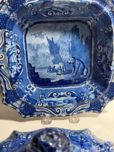 Load image into Gallery viewer, Staffordshire Blue Transfer Quadruped Covered Vegetable Dish Polar Bear Ca. 1825
