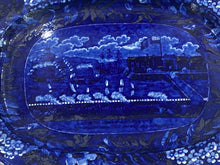 Load image into Gallery viewer, Historical Staffordshire Blue Platter Landing Of Lafayette 19”
