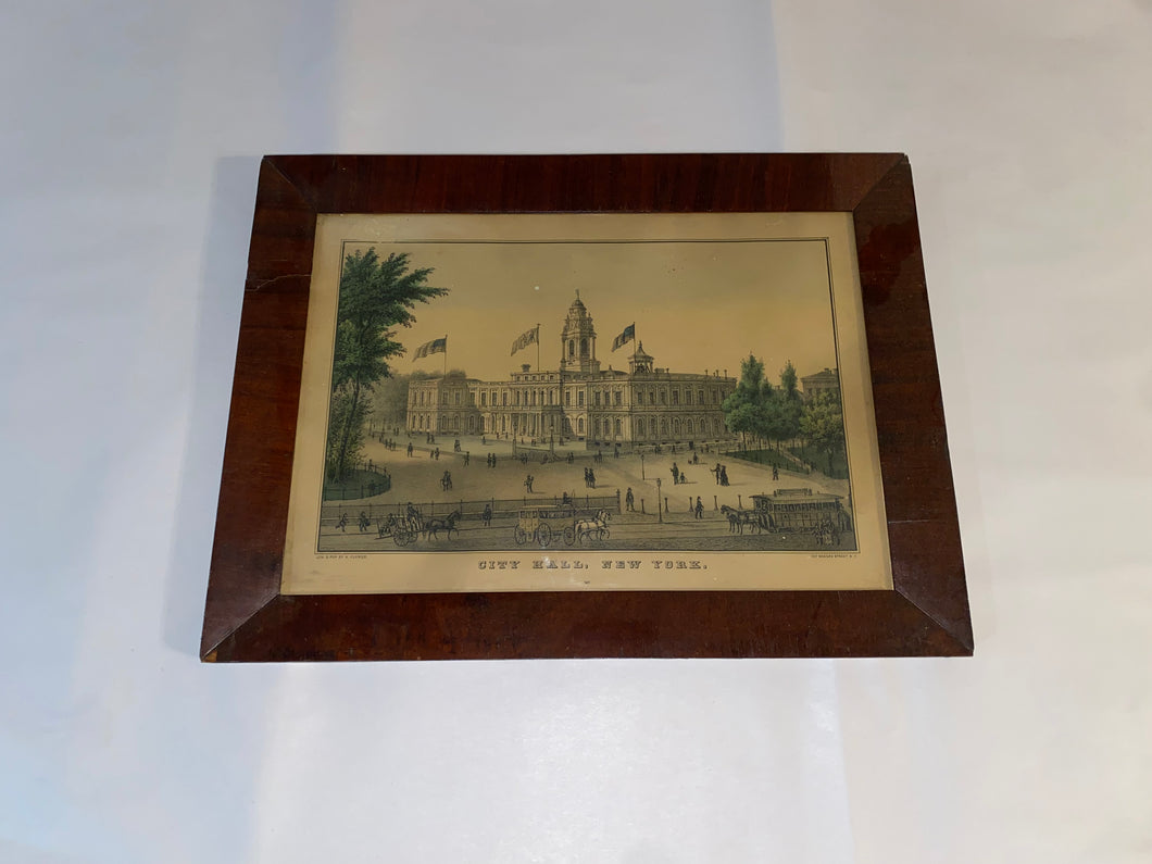 Original Currier & Ives Print City Hall New York Small Folio