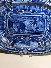 Load image into Gallery viewer, Staffordshire Blue Transfer Quadrupeds Platter Elephant Ca. 1825
