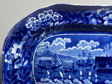 Load image into Gallery viewer, Historical Staffordshire Blue Small Platter Landing Of Lafayette Transfer 1825
