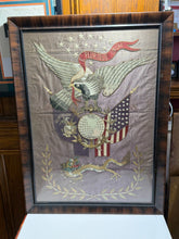 Load image into Gallery viewer, Antique Japanese Silk Embroidery Americana Patriotic Eagle Flag Marine Corp 1900

