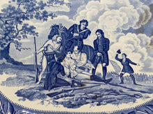 Load image into Gallery viewer, Historical Staffordshire Blue Transfer Platter Death Of General Wolfe Quebec
