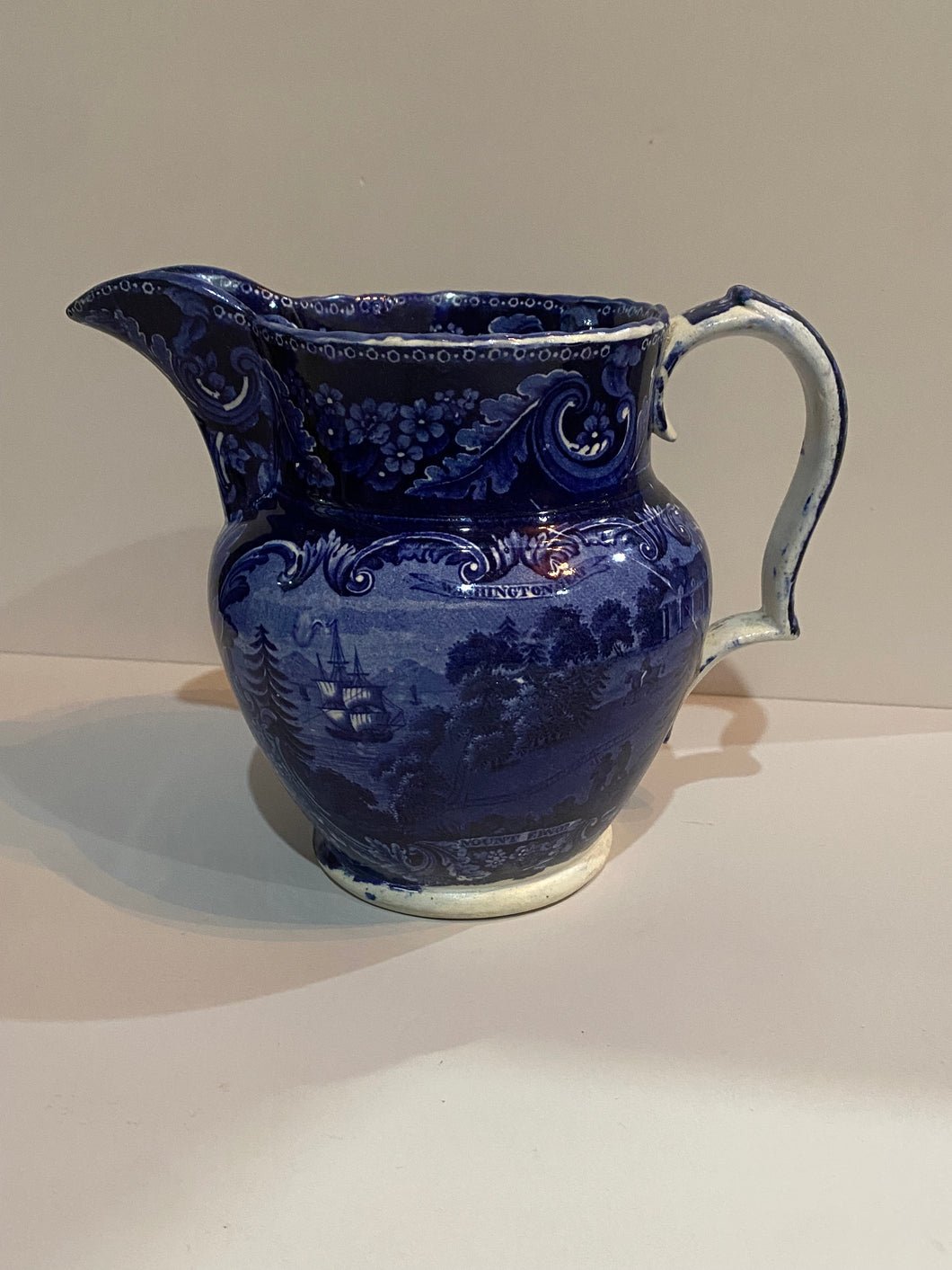 Historical Staffordshire Mount Vernon Pitcher