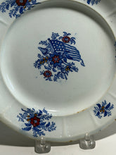 Load image into Gallery viewer, Staffordshire Blue Transfer Liberty Cap Patriotic Flag Small Plate Ca. 1840
