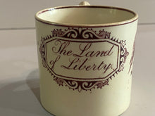 Load image into Gallery viewer, Staffordshire Pearlware “The Land of Liberty” Childs Mug American Eagle Shield
