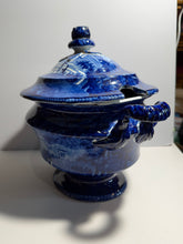 Load image into Gallery viewer, Historical Staffordshire Blue Soup Tureen Capital At Harrisburg Pa 1825
