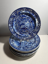 Load image into Gallery viewer, Staffordshire Blue Transfer Dinner Plate Quadrupeds Lion Ca. 1825
