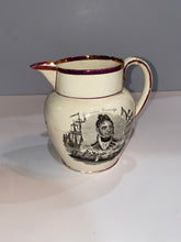 Load image into Gallery viewer, Staffordshire War of 1812 Pitcher with Commodore Bainbridge and Lawrence Ca. 1815
