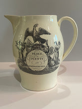 Load image into Gallery viewer, Staffordshire Creamware Liverpool Pitcher Washington Memorial with Chain of States And Peace and Plenty
