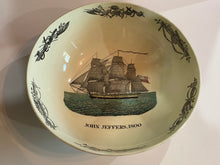 Load image into Gallery viewer, Staffordshire Liverpool Punch Bowl John Adams President John Jeffers Polychrome American Ship

