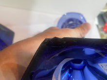Load image into Gallery viewer, Boston Sandwich Glass Blue Vase 4 Thumbprint Matched Pair Ca. 1840
