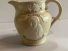 Load image into Gallery viewer, Staffordshire Jasperware George Washington and General Lafayette Tan Pitcher
