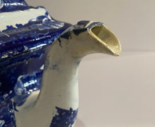 Load image into Gallery viewer, Historical Staffordshire Blue Teapot Wadsworth Tower Connecticut By Stevenson
