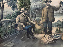 Load image into Gallery viewer, Original Currier &amp; Ives Print Home From The Brook Lucky Fisherman Large Folio
