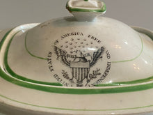Load image into Gallery viewer, Staffordshire Porcelain Sugar Bowl Historical United States of America Free and Independent
