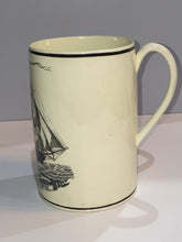 Load image into Gallery viewer, Staffordshire Creamware Liverpool Tankard American Ship True Blooded Yankee
