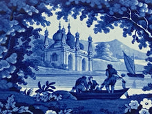 Load image into Gallery viewer, Historical Staffordshire Dark Platter River Scene With Temple
