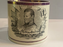 Load image into Gallery viewer, Historical Staffordshire War of 1812 Large Mug With Captain Pike Rare Form 1815
