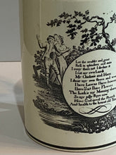 Load image into Gallery viewer, Staffordshire Creamware Tankard Farmer’s Arms Poem Ca. 1800
