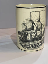 Load image into Gallery viewer, Staffordshire Creamware Liverpool Tankard American Ship True Blooded Yankee
